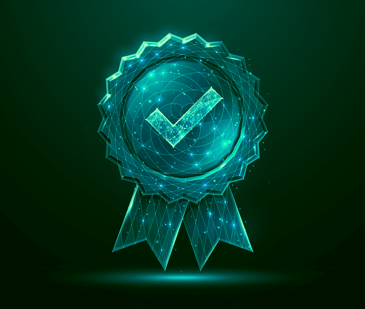 Digital badge with checkmark on green background