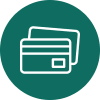Credit card icon on green circle