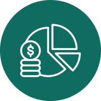 Pie chart with dollar sign icon