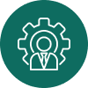 Professional gear icon on circular backdrop