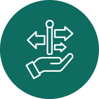 Hand offering multiple directions icon