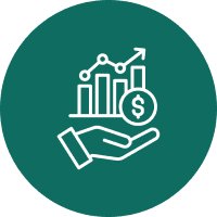 Financial growth icon with bar chart