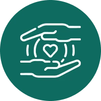 Caring hands with heart symbol